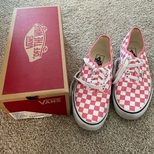 Womens pink checkered Vans
